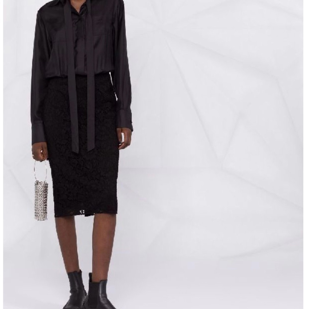 Valentino Black Long Sleeve and Lace Dress